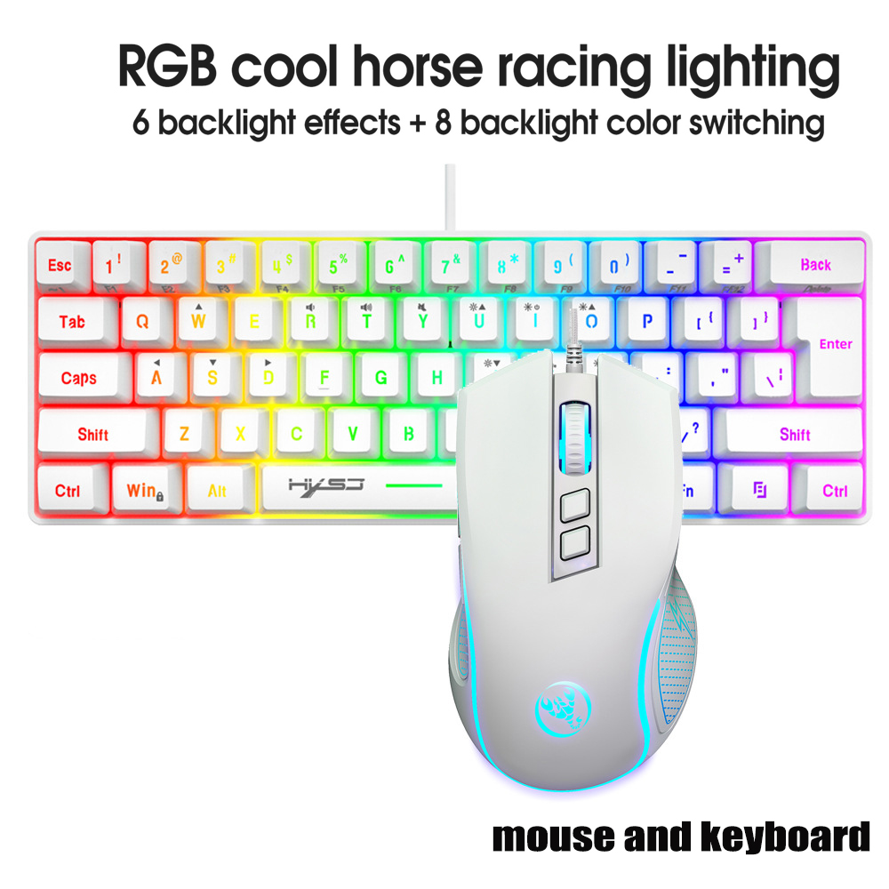 Pc Gaming Lounge - キーボードとマウスのセット、ゲーマー向けキーボードコンボ、60%PCキーボード（白）、ゲーミングキーボードとマウスのセット、お得なキーボードとマウスのセット