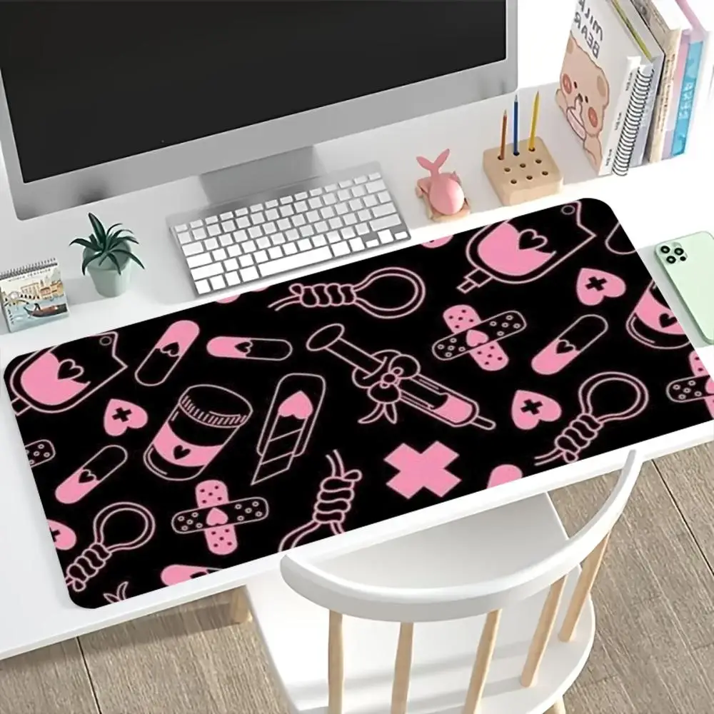 かわいいピンク色の医療柄ゲーミングマウスパッド。滑り止め加工 - Pc Gaming Pink のレビューと価格