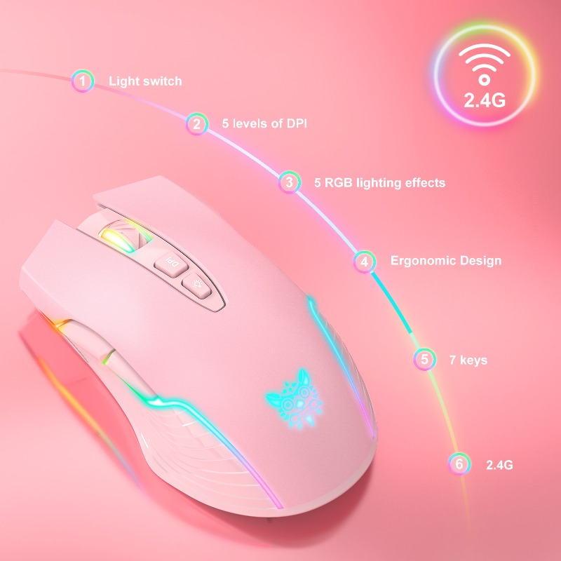 ONIKUMA CW905 ワイヤレス/有線ゲーミングマウス - Pc Gaming Pink のレビューと価格